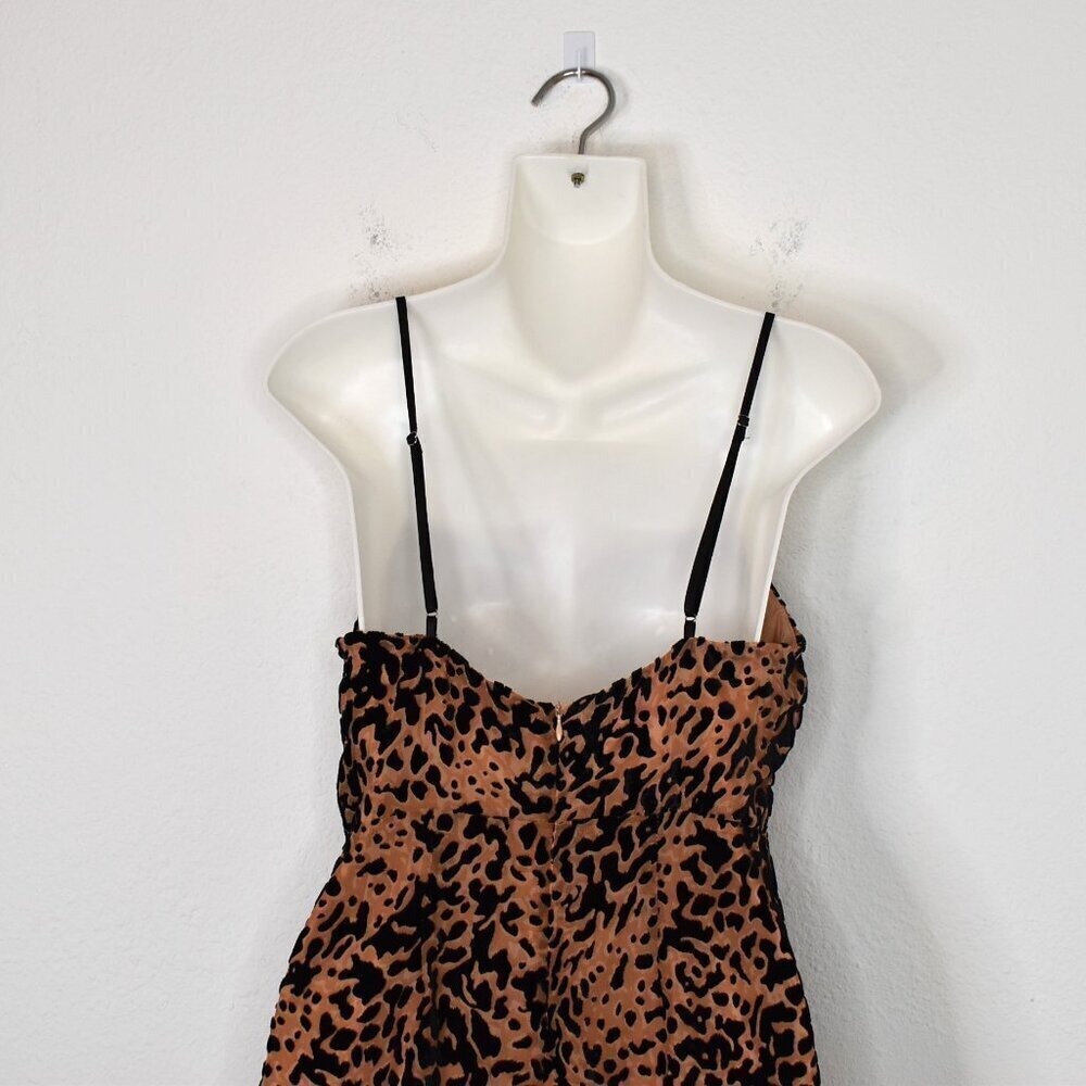 Lush Leopard Dress Sz L Crushed Velvet Animal Print Neutral - Picture 9 of 16